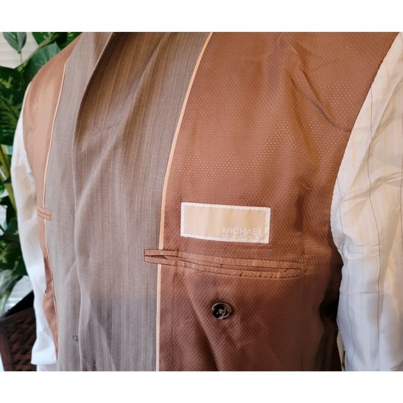 Michael Kors Men's 36S Sport Coat Jacket 100% Wool Beige 3-Button/Two-Vent B536 - Picture 6 of 12